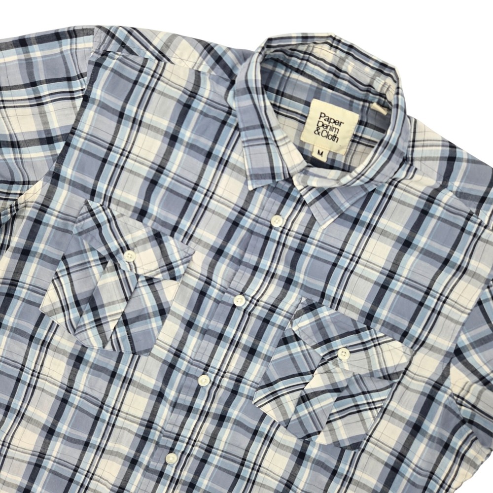 Paper Denim & Cloth Medium Plaid Short Sleeve Button Down Mens Casual